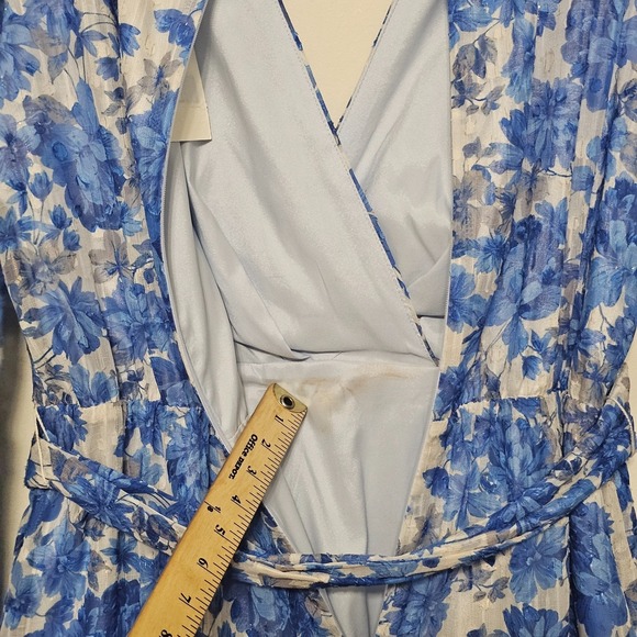 Alex Marie Dress 10/Medium Blue Knee-Lenght Long Sleeves Faux Wrap Belt 0888 - Picture 6 of 8